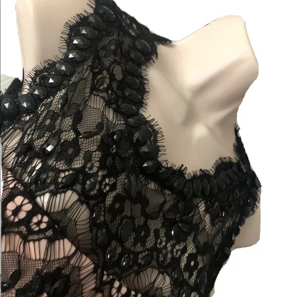 New black and blush lace formal short dress Sz m - Picture 6 of 9
